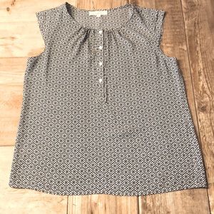 Loft Black and White Flowered Top. EUC!